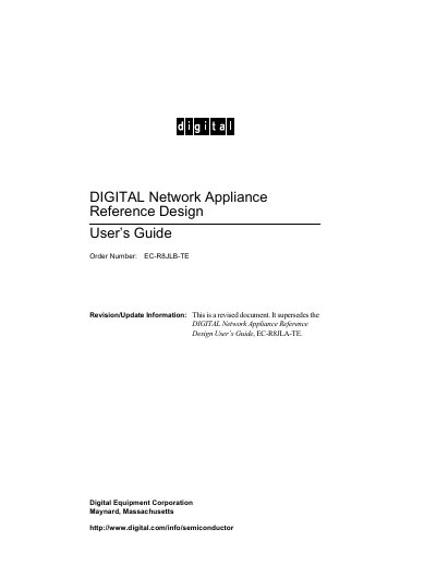 Digital Network Appliance Reference Design User Manual - cover page