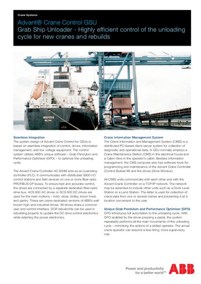 ABB Advant Crane Control GSU Grab Ship Unloader Manual - cover page