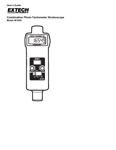 Extech Model 461825 Combination Photo-Tachometer Stroboscope User's Guide - cover page