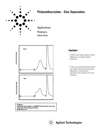 Agilent Polymethacrylate Size Separation Application Note - cover page