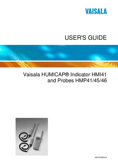 Vaisala HMI41 User Manual - cover page