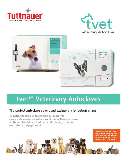 Tuttnauer tvet 10E Veterinary Autoclave Product Brochure - cover page