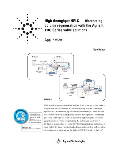 Agilent 1100 Series Alternating Column Regeneration Application Note - cover page