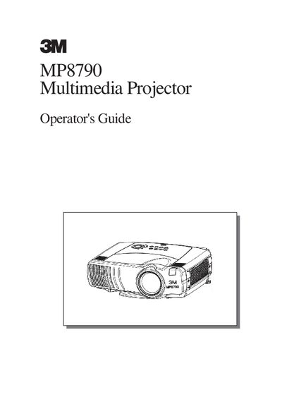 3M MP8790 Multimedia Projector Operator's Guide - cover page