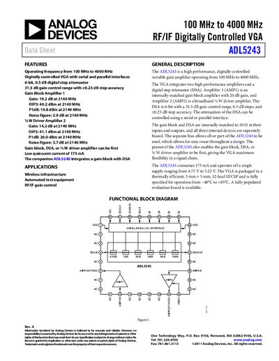 Analog Devices ADL5243 Data Sheet - cover page
