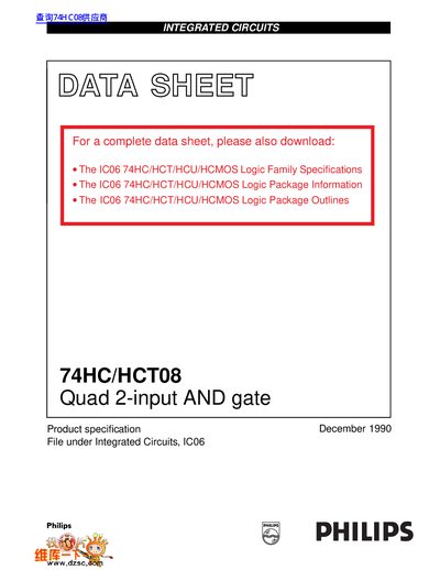 Philips Semiconductors 74HC/HCT08 Quad 2-input AND gate Datasheet - cover page