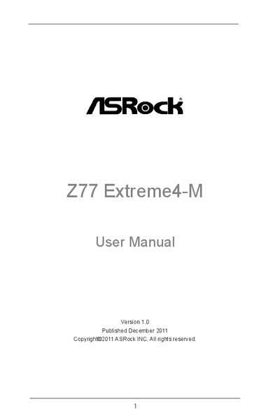ASRock Z77 Extreme4-M User Manual - cover page