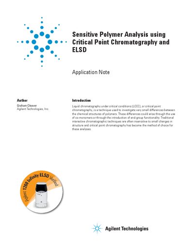 Agilent ELSD Sensitive Polymer Analysis Application Note - cover page