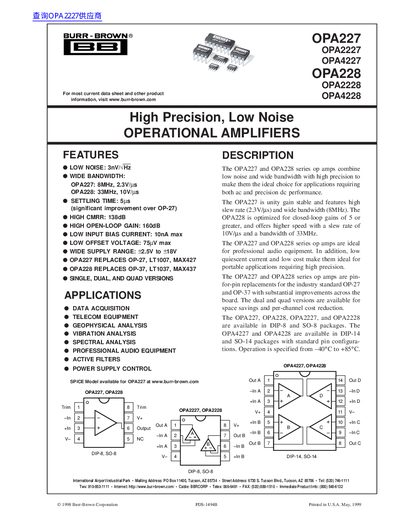 BURR BROWN OPA227/OPA2227/OPA4227/OPA228/OPA2228/OPA4228 handbook - cover page