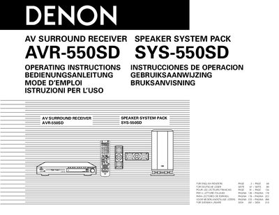DENON DVD-550SD DVD VIDEO PLAYER Manual - cover page