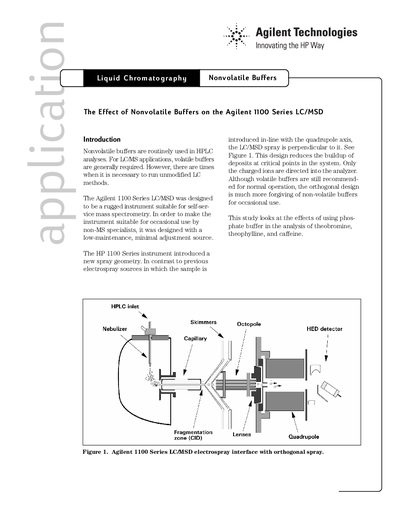 Effect of Nonvolatile Buffers on the Agilent 1100 Series LC/MSD Application Note - cover page