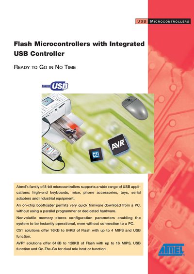 Atmel Flash Microcontrollers with Integrated USB Controller Manual - cover page