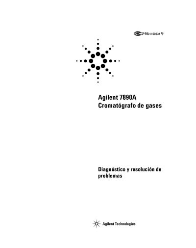 Agilent 7890A Cromat&oacute;grafo de gases Diagn&oacute;stico y resoluci&oacute;n de problemas Manual - cover page