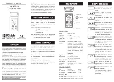 Hanna Instruments HI 93753 Chloride ISM Instruction Manual - cover page