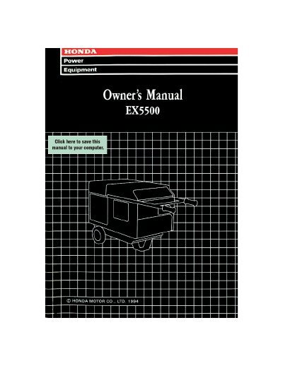 Honda EX5500 Generator Owner's Manual - cover page