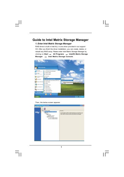 Intel Matrix Storage Manager User Guide - cover page