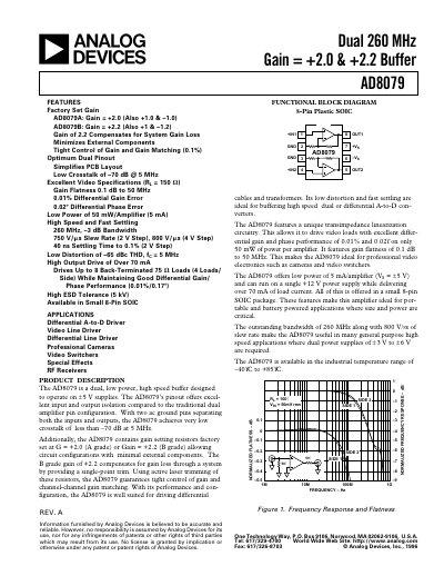 Analog Devices AD8079 Datasheet Rev A