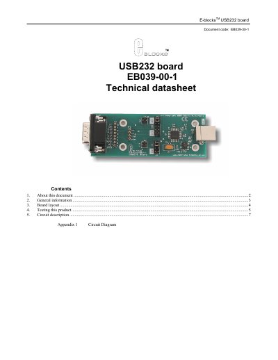 MATRIX USB232 board EB039-00-1 Technical datasheet - cover page