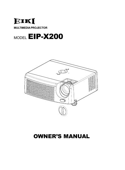 EIKI EIP-X2000 user manual - cover page
