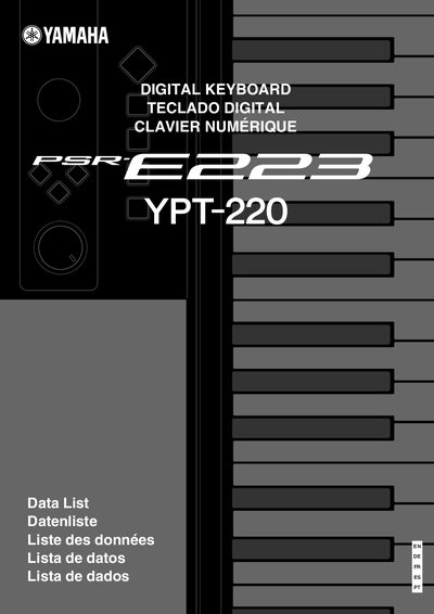 Yamaha PSR-E223/YPT-220 MIDI Implementation Chart - cover page