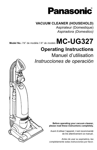 Panasonic MC-UG327 Vacuum Cleaner Operating Instructions - cover page