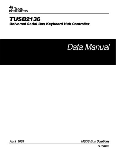 Texas Instruments TUSB2136 USB Keyboard Hub Controller Data Manual - cover page