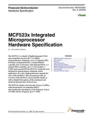 FREESCALE MCF5235EC Manual - cover page