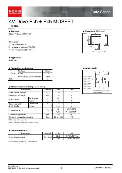 ROHM QS8J4 Datasheet - cover page