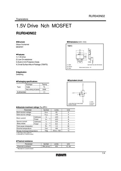 ROHM RUR040N02 Manual - cover page