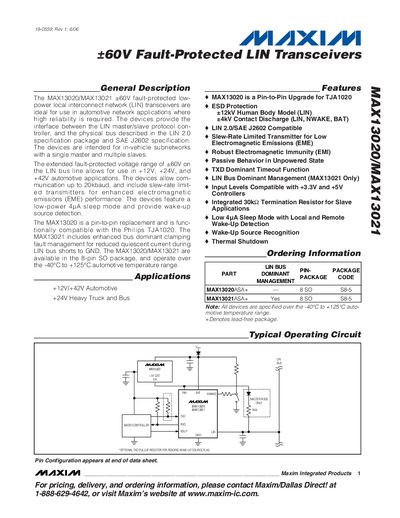 Maxim MAX13020/MAX13021 Datasheet - cover page