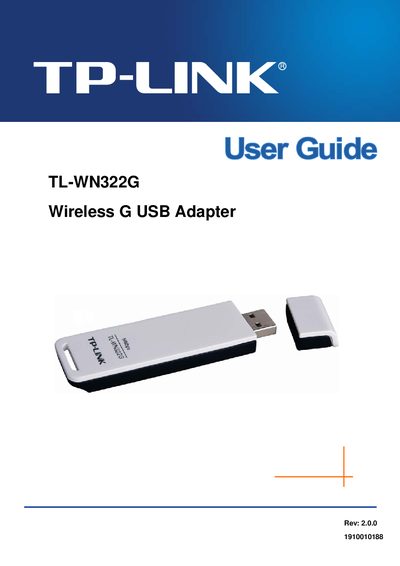 TP-Link TL-WN322G Wireless G USB Adapter User Guide - cover page