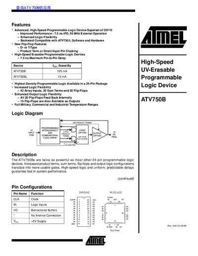 ATMEL AT750B DATA SHEET
