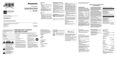 Panasonic SC-GT07 Compact Stereo System Owner's Manual - cover page