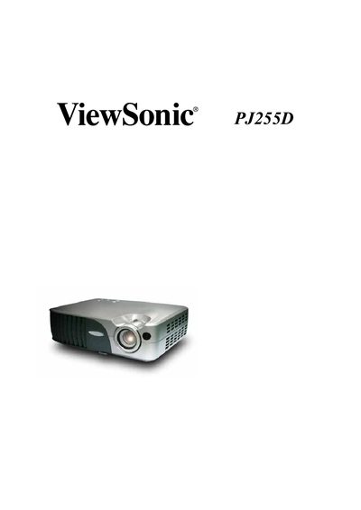 ViewSonic PJ255D Projector User Manual - cover page