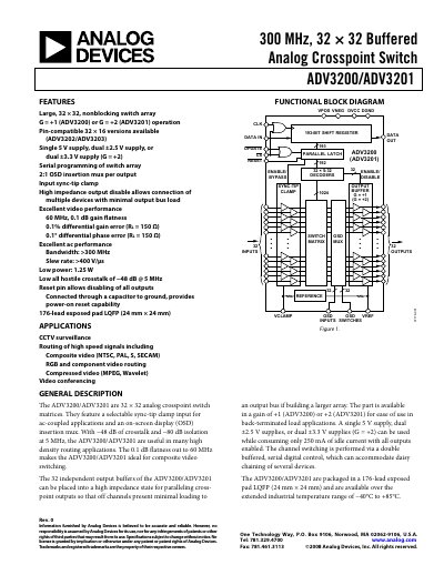 Analog Devices ADV3200/ADV3201 Product Handbook