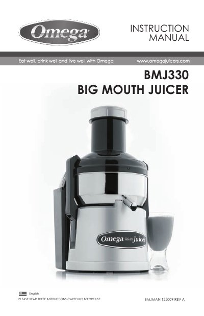 Omega BMJ330 Big Mouth Juicer Instruction Manual - cover page
