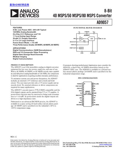 ANALOG DEVICES AD9057 datasheet - cover page