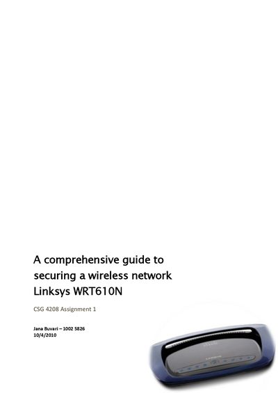 Linksys WRT610N Wireless Security User Manual - cover page