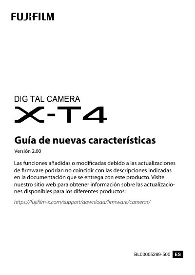 Fujifilm X-T4 Camera Firmware Update Guide - cover page