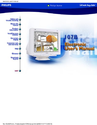 Philips 107B 17‑inch Color Monitor User Manual - cover page