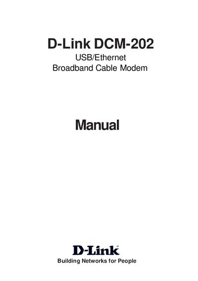 D-Link DCM-202 USB/Ethernet Broadband Cable Modem User Manual - cover page