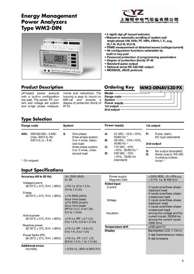 WM2-DIN Power Analyzer User Manual - cover page