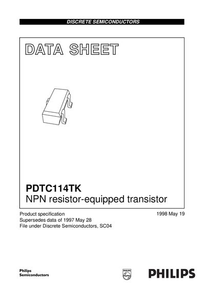 Philips PDTC114TK Datasheet - cover page