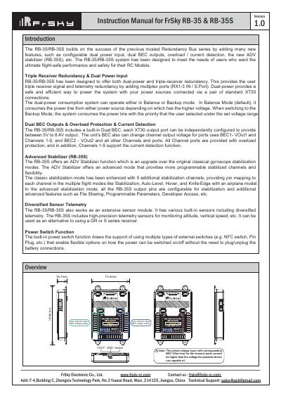 FrSky RB-35 & RB-35S Instruction Manual - cover page