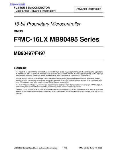 FUJITSU Semiconductor MB90497/F497 handbook - cover page