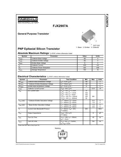 Fairchild FJX2907A General Purpose Transistor Datasheet - cover page