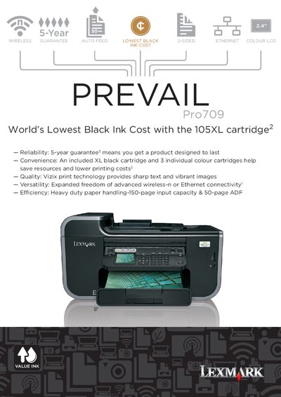 VALUE INK PREVAIL Pro709 World s Lowest Black Ink Cost with the 105XL cartridge 2 Manual - cover page