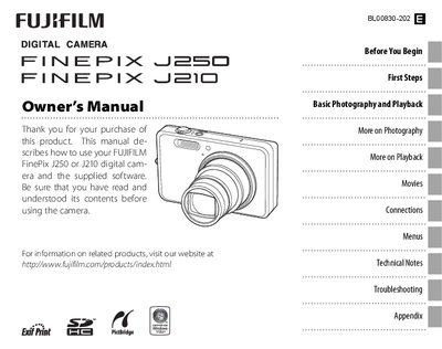 FUJI J250/J210camera user manual