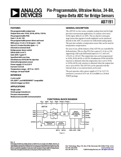 Analog Devices AD7191 Datasheet - cover page
