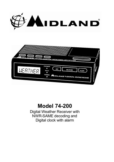 Midland 74-200 Digital Weather Receiver User Manual - cover page